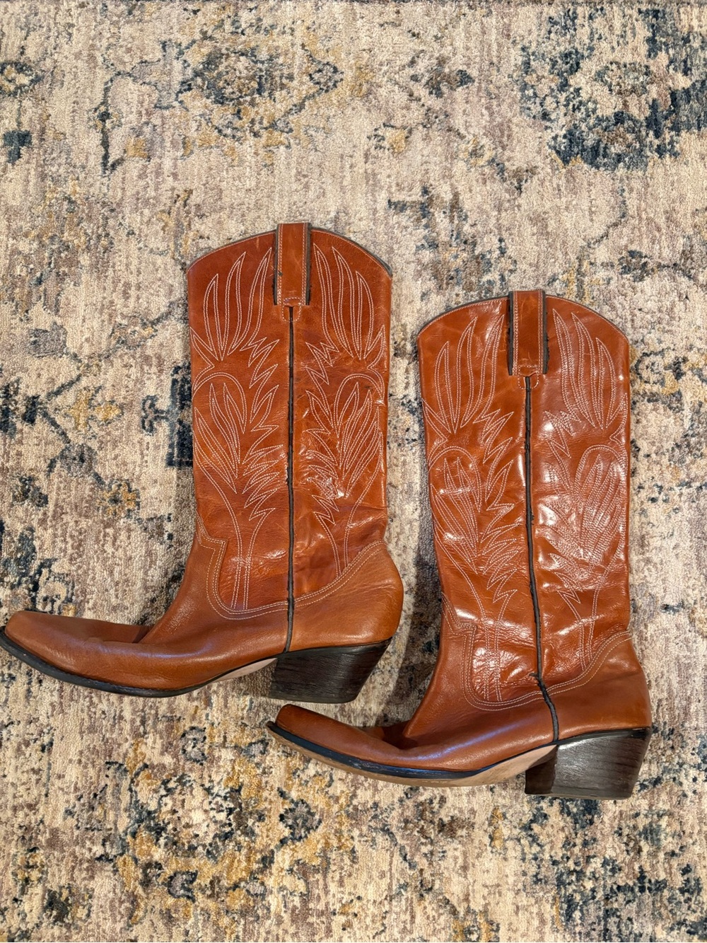 Steve Madden Brown Western Heeled Leather Cowboy Boots